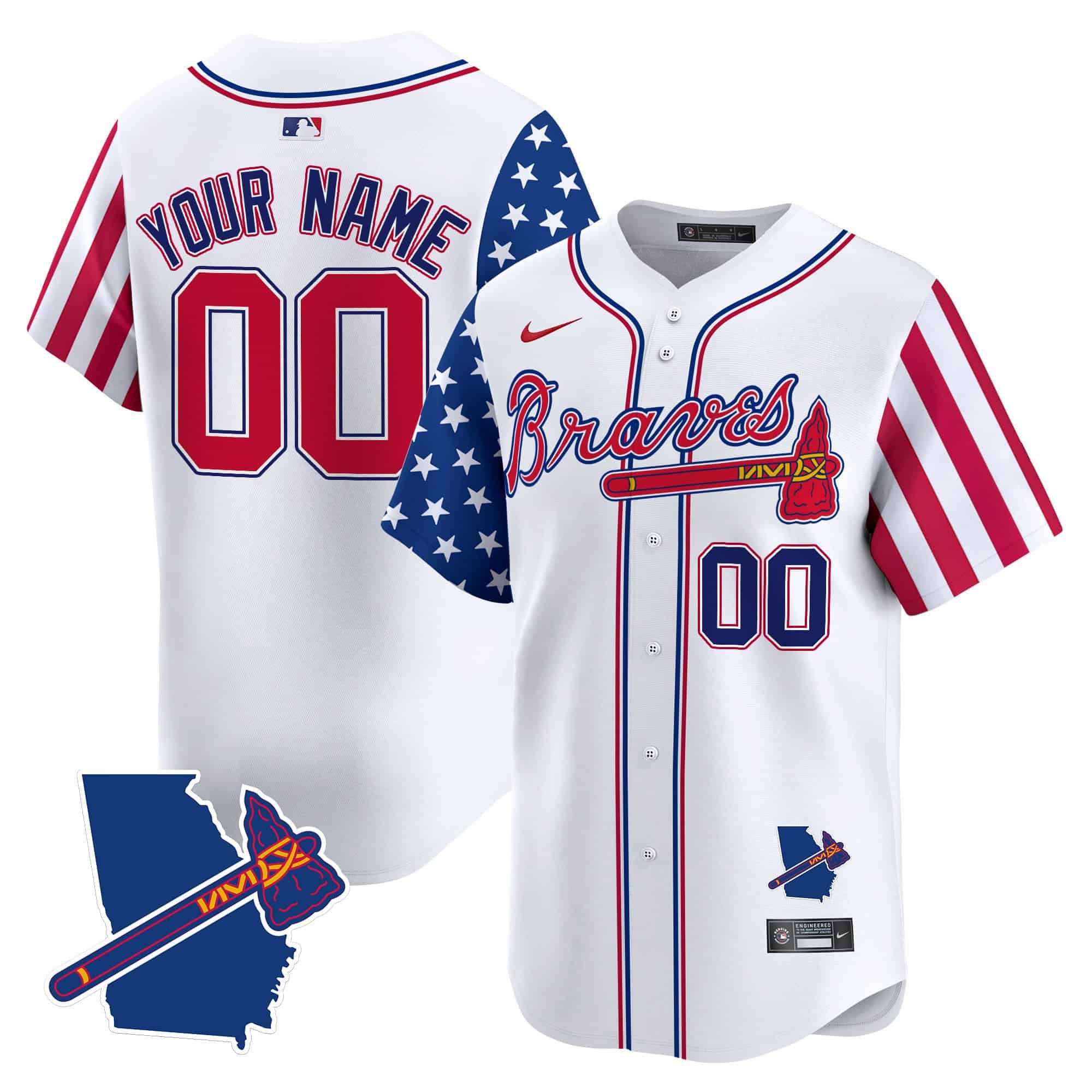 Men Atlanta Braves White Nike 2024 Independence Day Vapor Premier Limited Custom MLB Jersey->customized mlb jersey->Custom Jersey